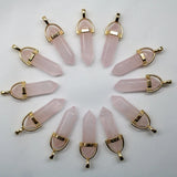 12PCS Natural Stone Hexagonal Column Quartz Crystal Pillar Pendant