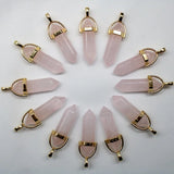 12PCS Natural Stone Hexagonal Column Quartz Crystal Pillar Pendant