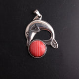 12Pcs/Lots 16mm Rose Opal Round Agates Sliver Dolphin Pendant Necklace