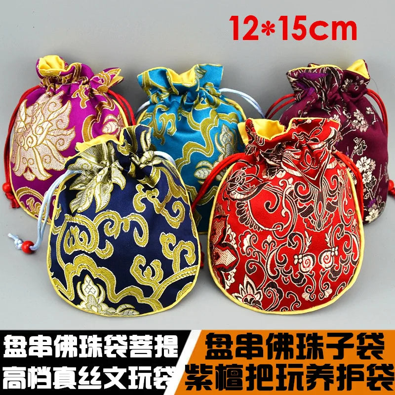 Chinese Wind Silk Brocade Jewelry Bag 4pc/lot, 12X15cm