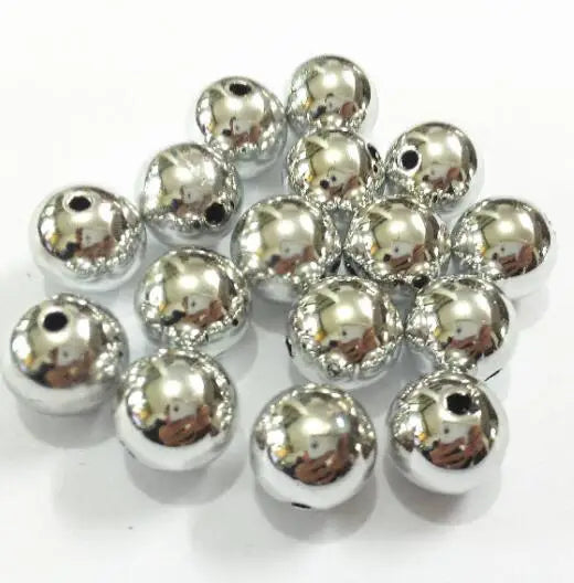500pcs 12mm Silvery Chunky Acrylic UV Beads