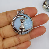 Opal Stone Cat Necklace Pendant for Jewelry Making