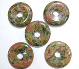 12pcs 30mm Unakite GoldSand Aventurine Stone Donuts Pendant for Jewelry Making