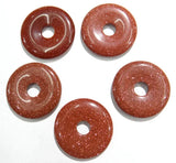 12pcs 30mm Unakite GoldSand Aventurine Stone Donuts Pendant for Jewelry Making