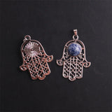 12pcs Buddha Hand of God Natural Stone Crystal Charms Pendants
