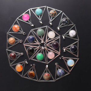 12pcs Natural Stone Deathly Hallows Charms Pendants for Jewelry Making