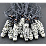 12pcs Dragon Totem Pendant Wood Beads Amulet Necklace MN112