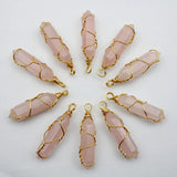 12pcs Hexagonal Column Stone Pendant for Jewelry Making
