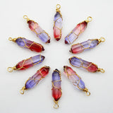 12pcs Hexagonal Column Stone Pendant for Jewelry Making