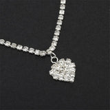 12pcs Rhinestone Anklet Heart Pendant Ankle Bracelet Chain Foot Jewelry Women