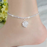 12pcs Rhinestone Anklet Heart Pendant Ankle Bracelet Chain Foot Jewelry Women