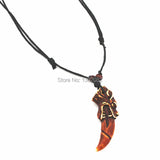 12pcs Mixed Bone Carved Dragon Totem Shark/Wolf Tooth Pendant Necklace