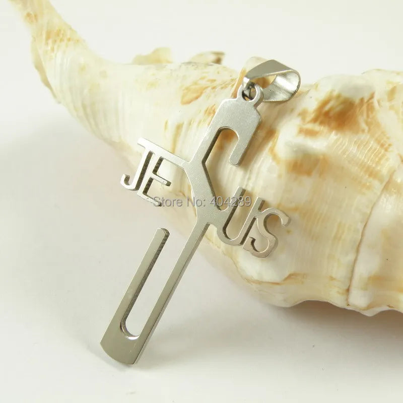 12pcs Stainless Steel Jesus Cross Pendant Necklace,Wholesale
