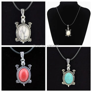 12pcs Sea Turtles Stone Pendants Necklace Gift