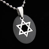 12pcs Oval Stainless Steel Star of David Hexagram Pendant Necklace MN212