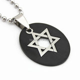 12pcs Oval Stainless Steel Star of David Hexagram Pendant Necklace MN212