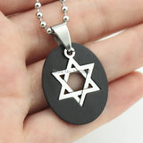 12pcs Oval Stainless Steel Star of David Hexagram Pendant Necklace MN212