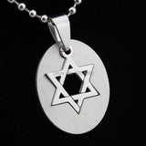 12pcs Oval Stainless Steel Star of David Hexagram Pendant Necklace MN212