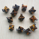 12pcs Natural Stone Mixed Melkaba Hexagram Pendants for Jewelry Making