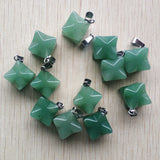 12pcs Natural Stone Mixed Melkaba Hexagram Pendants for Jewelry Making