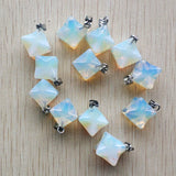 12pcs Natural Stone Mixed Melkaba Hexagram Pendants for Jewelry Making