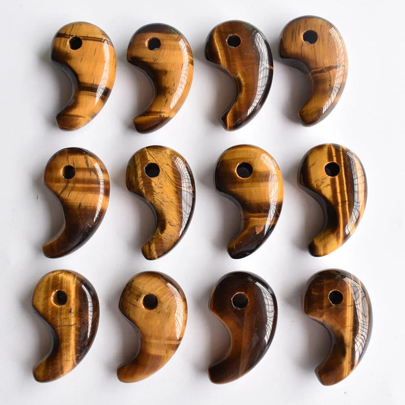 12pcs Tiger Eye Stone Magatama Pendants Jewelry Making