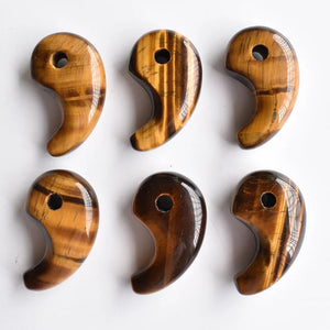 12pcs Tiger Eye Stone Magatama Pendants Jewelry Making