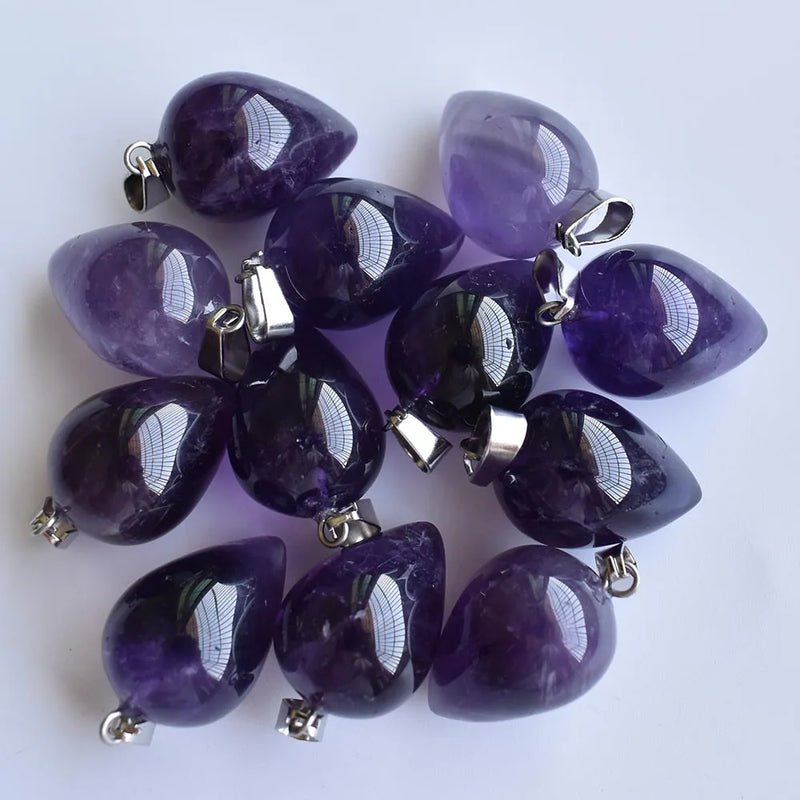 12pcs Amethyst Cone Shape Pendants for Jewelry Making