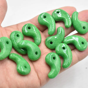 12pcs Red Malay Jade Magatama Charm Pendants for Jewelry Making
