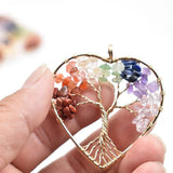 12pcs 7 Chakra Tree of Life Heart-Shaped Pendants
