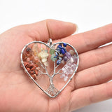 12pcs Chakra Stone Tree of Life Heart Pendants for Jewelry Making