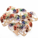 12pcs 7 Chakra Tree of Life Heart-Shaped Pendants