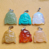 12pcs Natural Stone Carved Buddha Charms Pendants for Jewelry Making