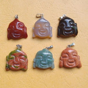 12pcs Natural Stone Carved Buddha Charms Pendants for Jewelry Making