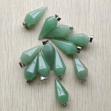 12pcs Green Aventurine Pendulum Pyramid Pendants 16x34mm DIY Jewelry Making