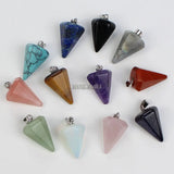 12pcs Mixed Stone Crystal Quartz Pendulum Pendants for DIY Jewelry