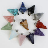 12pcs Mixed Stone Crystal Quartz Pendulum Pendants for DIY Jewelry