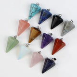 12pcs Mixed Stone Crystal Quartz Pendulum Pendants for DIY Jewelry