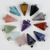 12pcs Mixed Stone Crystal Quartz Pendulum Pendants for DIY Jewelry