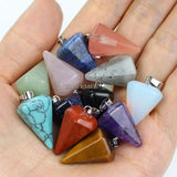 12pcs Mixed Stone Crystal Quartz Pendulum Pendants for DIY Jewelry