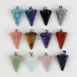12pcs Mixed Stone Crystal Quartz Pendulum Pendants for DIY Jewelry