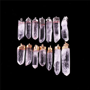 12pcs Natural Gem Stone Clear Quartz Crystal Point Pendant Pendulum for Necklace