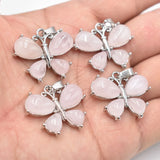 12pcs Natural Stone Amethyst Animal Butterfly Charm Pendant DIY Jewelry