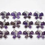 12pcs Natural Stone Amethyst Animal Butterfly Charm Pendant DIY Jewelry