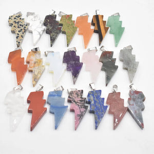 12pcs Natural Stone Amethyst Lightning Shape Pendants for Jewelry Making