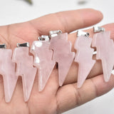 12pcs Natural Stone Amethyst Lightning Shape Pendants for Jewelry Making