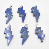 12pcs Natural Stone Amethyst Lightning Shape Pendants for Jewelry Making