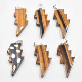 12pcs Natural Stone Amethyst Lightning Shape Pendants for Jewelry Making