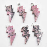 12pcs Natural Stone Amethyst Lightning Shape Pendants for Jewelry Making
