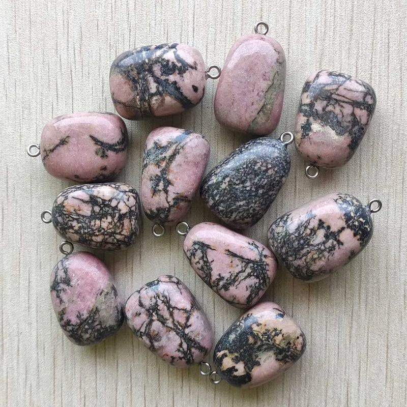 12pcs Rhodochrosite Stone Irregular Shape Pendants for Jewelry Making